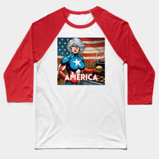 American Summertime  Female Superhero Cookout Baseball T-Shirt